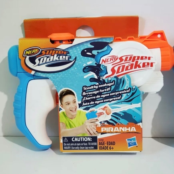 (2) Nerf Super Soaker Water Gun Piranha Blue White Orange Ages 6+ Water Toy Guns - Picture 2 of 4